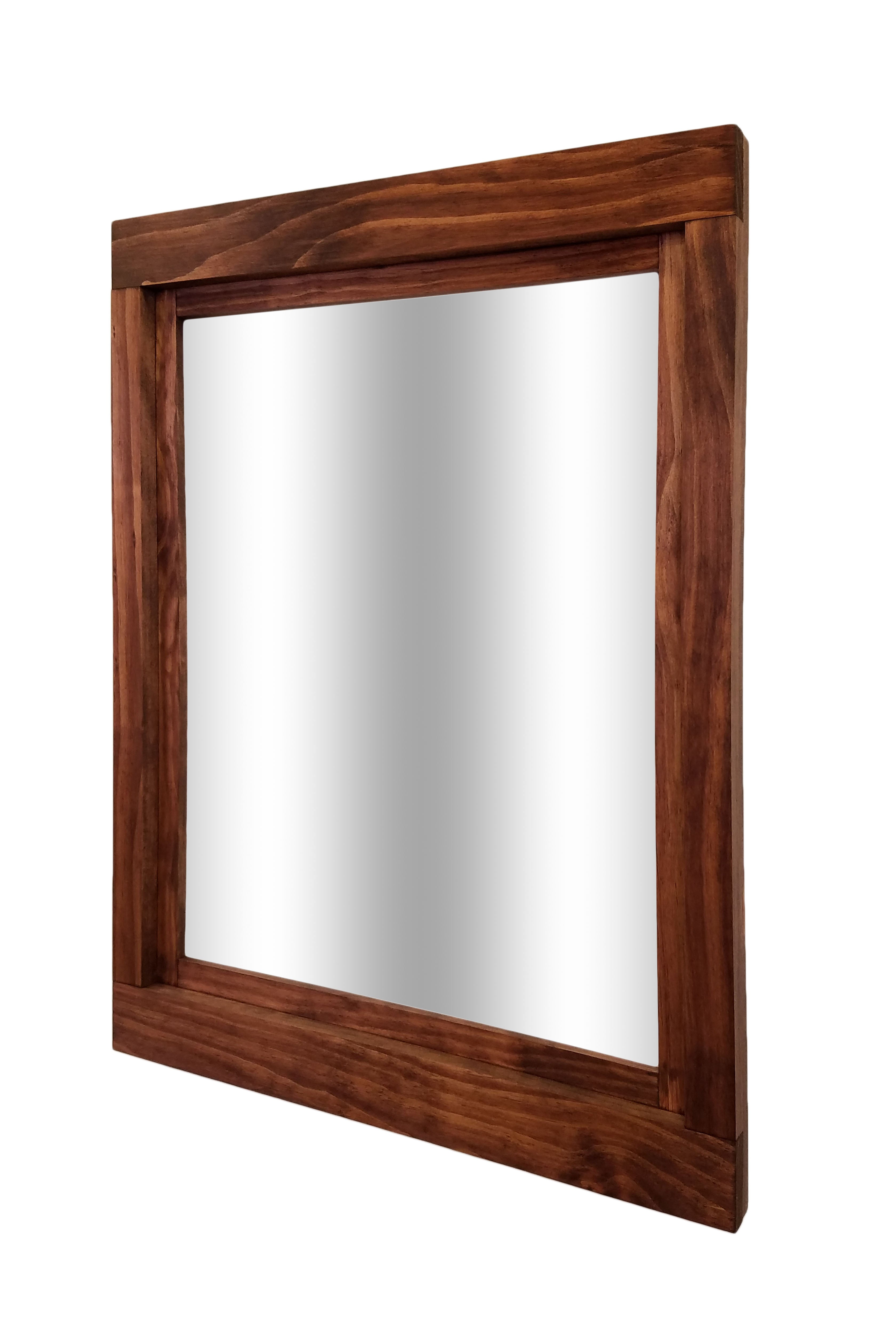 Farmhouse Wood Framed Wall Mirror, 5 Sizes & 20 Colors, Shown in Red Oak