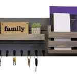 Greatland Wall Mounted Organizer, Shown in Classic Gray with Oiled Bronze Hooks