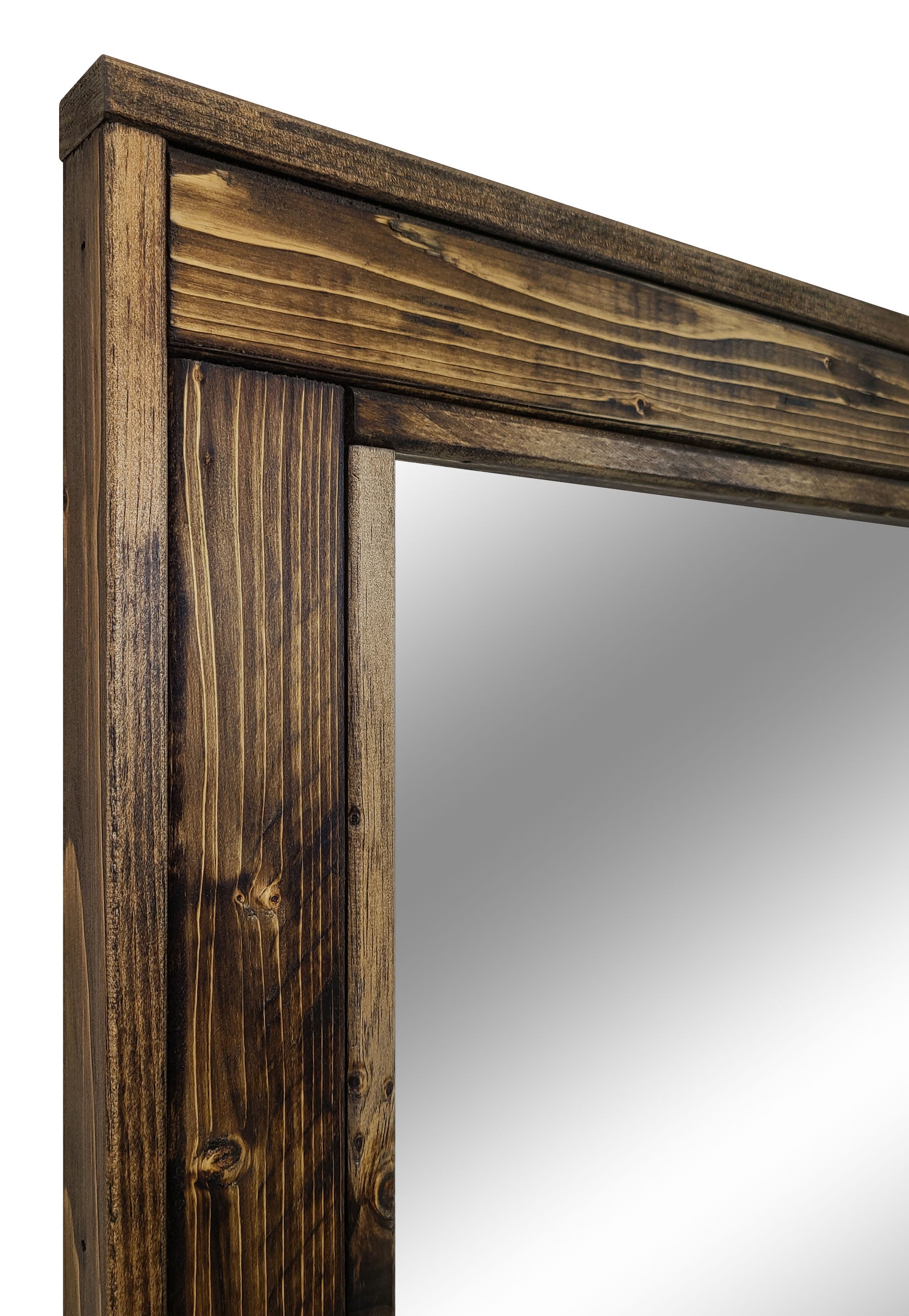 Herringbone Reclaimed Styled Wood Mirror, 5 Sizes & 20 Colors, Shown in Dark Walnut