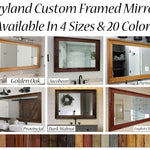 Ivyland Rustic Wood Framed Wall Mirror, 20 Stain Colors