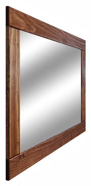 Natural Rustic Wood Framed Mirror, 20 Stain Colors - Shown In English Chestnut