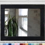 Natural Rustic Wood Framed Mirror, 20 Paint Colors - Shown In Kettle Black
