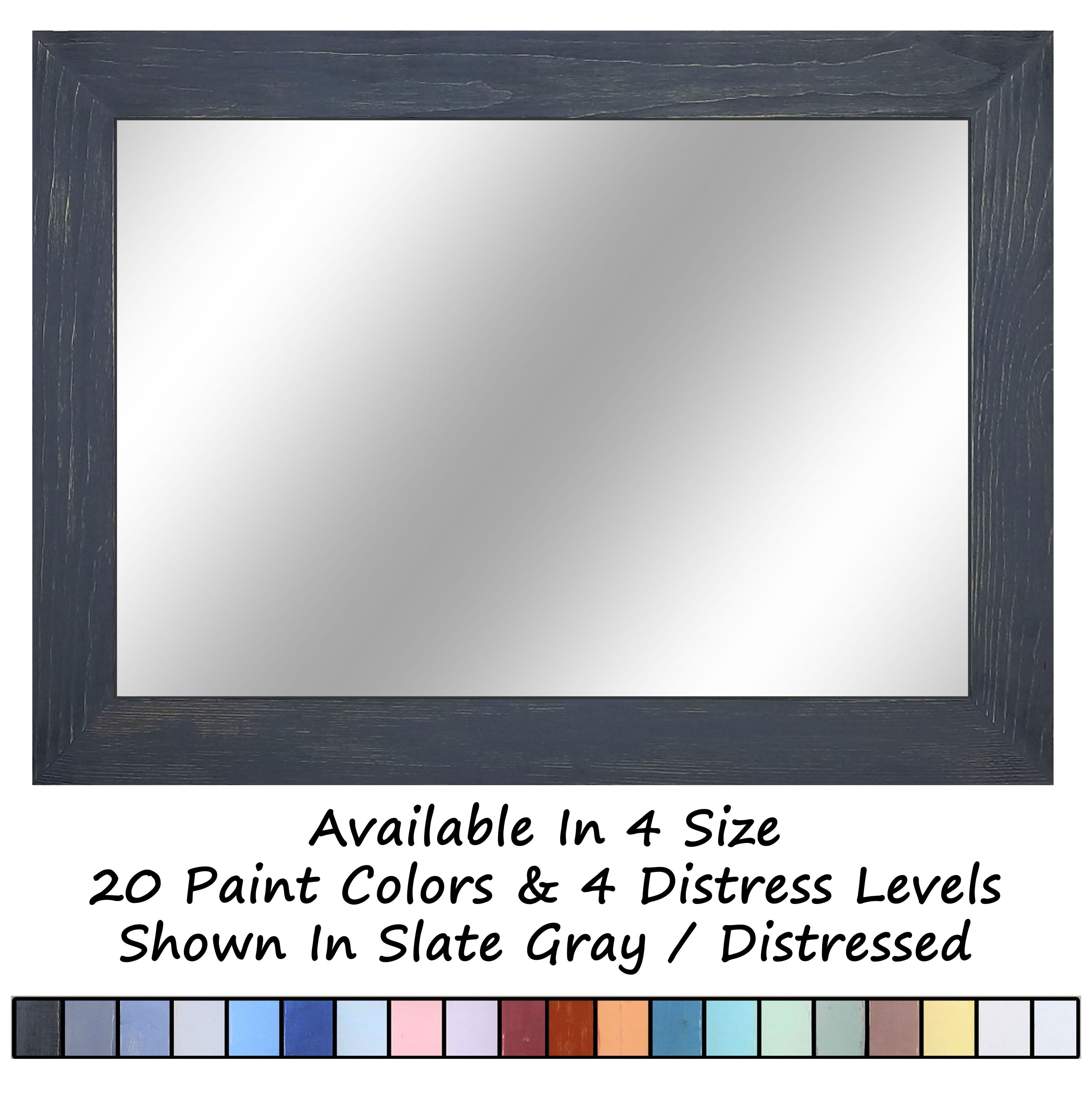 Shiplap Rustic Wood Framed Mirror, 20 Paint Colors - Shown In Slate Gray