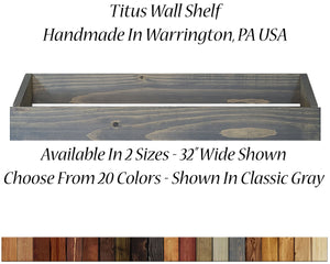 Titus Floating Wall Shelf, 20 Stain Colors - Wall Storage, Wall Organizer, Desk Organizer, Rustic Farmhouse Office Decor, Wall Shelves