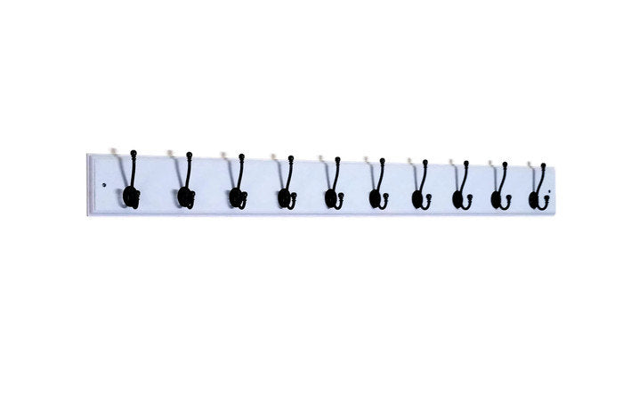 Brookside Wall Mounted Hook Rack - 20 Paint Colors, Shown in Bright Ivory White