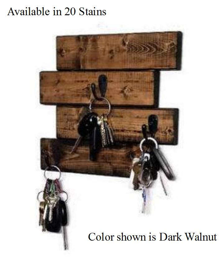 Tyson Wall Mounted Key Holder | Wooden Key Holder | 20 Stain Colors- Renewed Decor & Storage