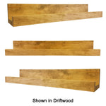 Farmhouse Rustic Wooden Picture Ledge Shelf, 11 Sizes & 20 Colors, Shown in Driftwood