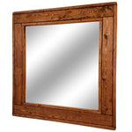 Herringbone Square Framed Mirror, Custom Sizes & 20 Colors, Shown in English Chestnut