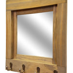 Quakertown Farmhouse Mirror With Hooks, 20 Stain Colors - Renewed Decor & Storage