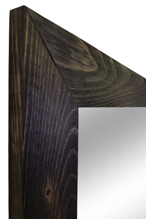 Shiplap Reclaimed Wood Mirror Shown in Ebony, 4 Sizes & 20 Stains - Renewed Decor & Storage