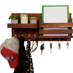Restyled Farmhouse Mail Organizer with Hooks, Entryway Organizer, Key Holder for Wall, Wall Shelf - Renewed Decor & Storage