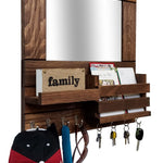 Bristol Organizer, Mirror, Mail Holder, Shelf with Hooks - 20 Stain Colors, Shown in Special Walnut