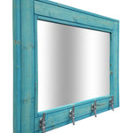 Boat House Row Mirror with Boat Cleats, 33 Stain Colors, Shown in Vintage Aqua Teal