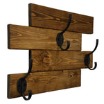Cabin Wall Mounted Coat Rack - 20 Stain Colors, Shown in Provincial & Oiled Bronze Hooks