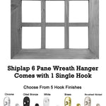 6 Pane Shiplap Rustic Wood Frame Wreath Holder - 20 Stain Colors - Renewed Decor & Storage