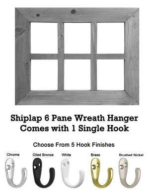 6 Pane Shiplap Rustic Wood Frame Wreath Holder - 20 Stain Colors - Renewed Decor & Storage