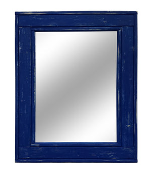 Herringbone Rustic Reclaimed Wood Wall Mirror, 5 Sizes & 20 Colors, Shown in True Blue