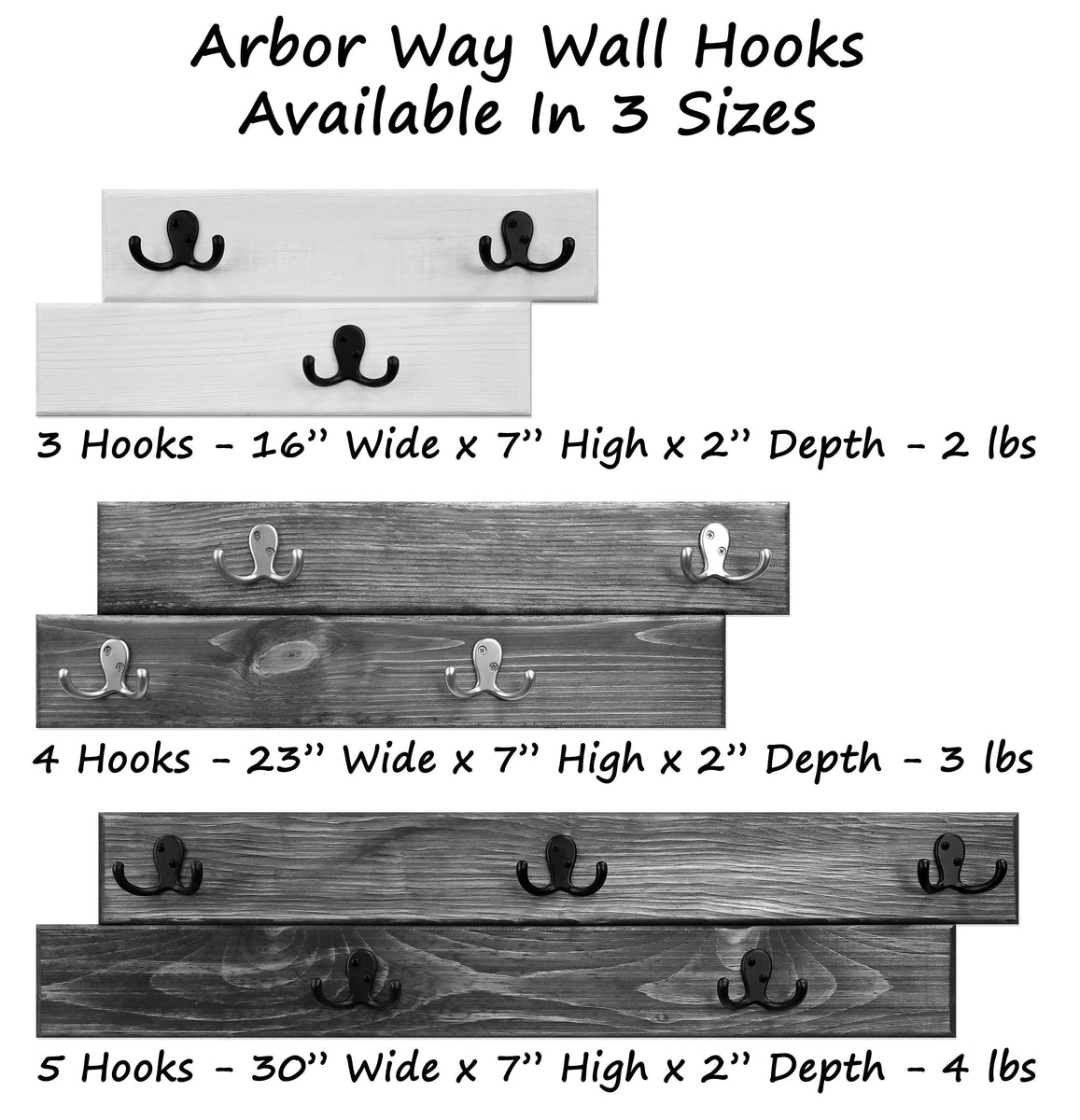 Arbor Way Rustic Wall Coat Hook Rack, Handmade in the USA