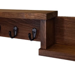Allen Street Floating Shelf, Key Hooks and Wall Organizer - 20 Stain Colors, Shown In Special Walnut