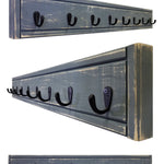 Herringbone Wall Hook Coat Rack, Slate Gray, Heavy Distressed, 8 Oiled Bronze Hooks