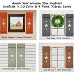 Amish Star Wooden Shutters - 20 Paint Colors, Shown in Slate Gray