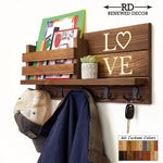 Personalized Love Discovery Rustic Home Organizer, Mail & Key Holder, Floating Shelf, Coat Hook - Renewed Decor & Storage