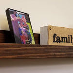 Farmhouse Rustic Wooden Ledge Shelf, 11 Sizes & 20 Colors, Shown in Jacobean