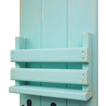 Sydney Slat Front, Mail Holder Organizer and Key Holder, Available with up to 3 Single Key Hooks – 20 Custom Colors: Shown in Sea Blue - Renewed Decor & Storage