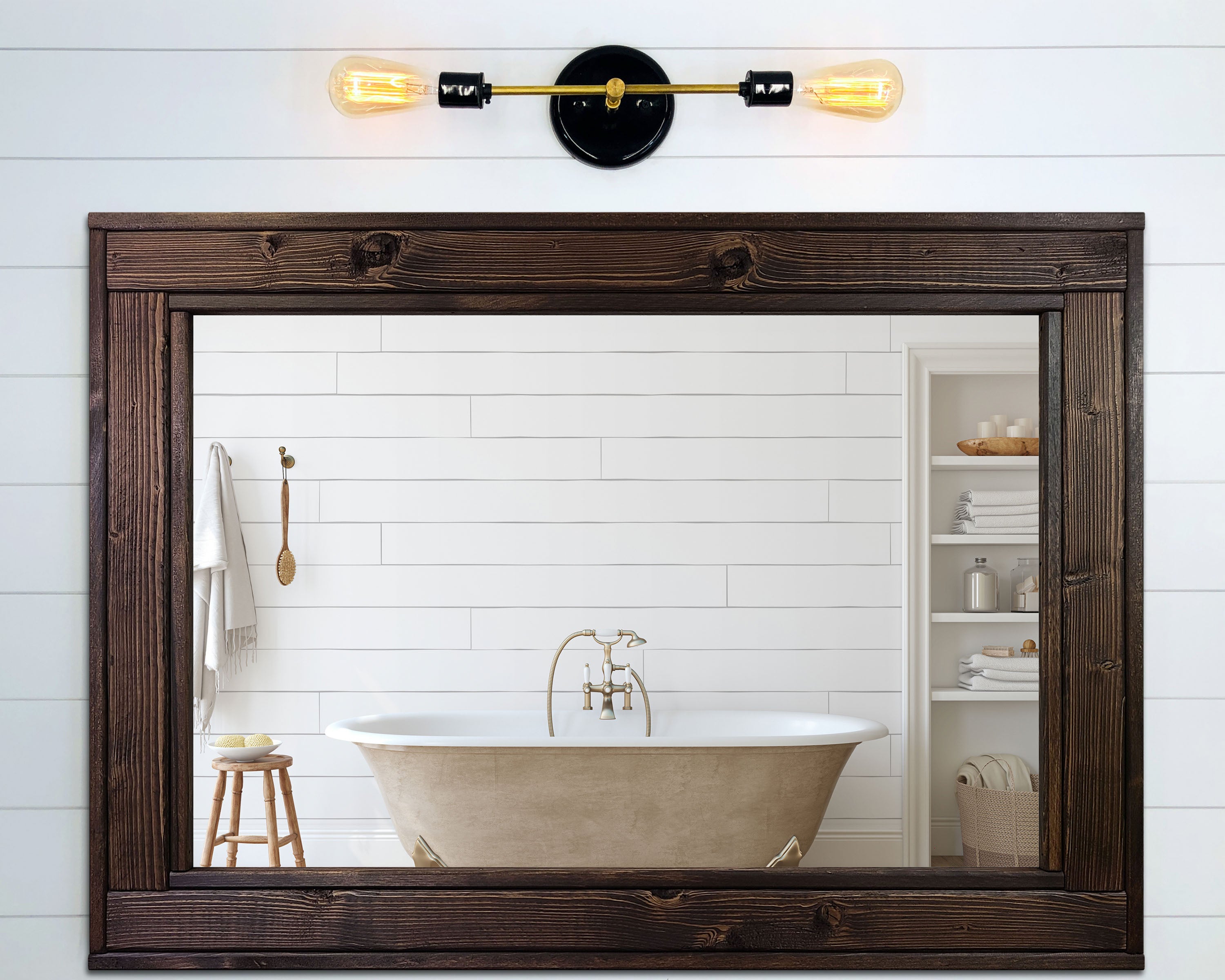 Allendale Dual Vanity Lights Fixtures front of mirror