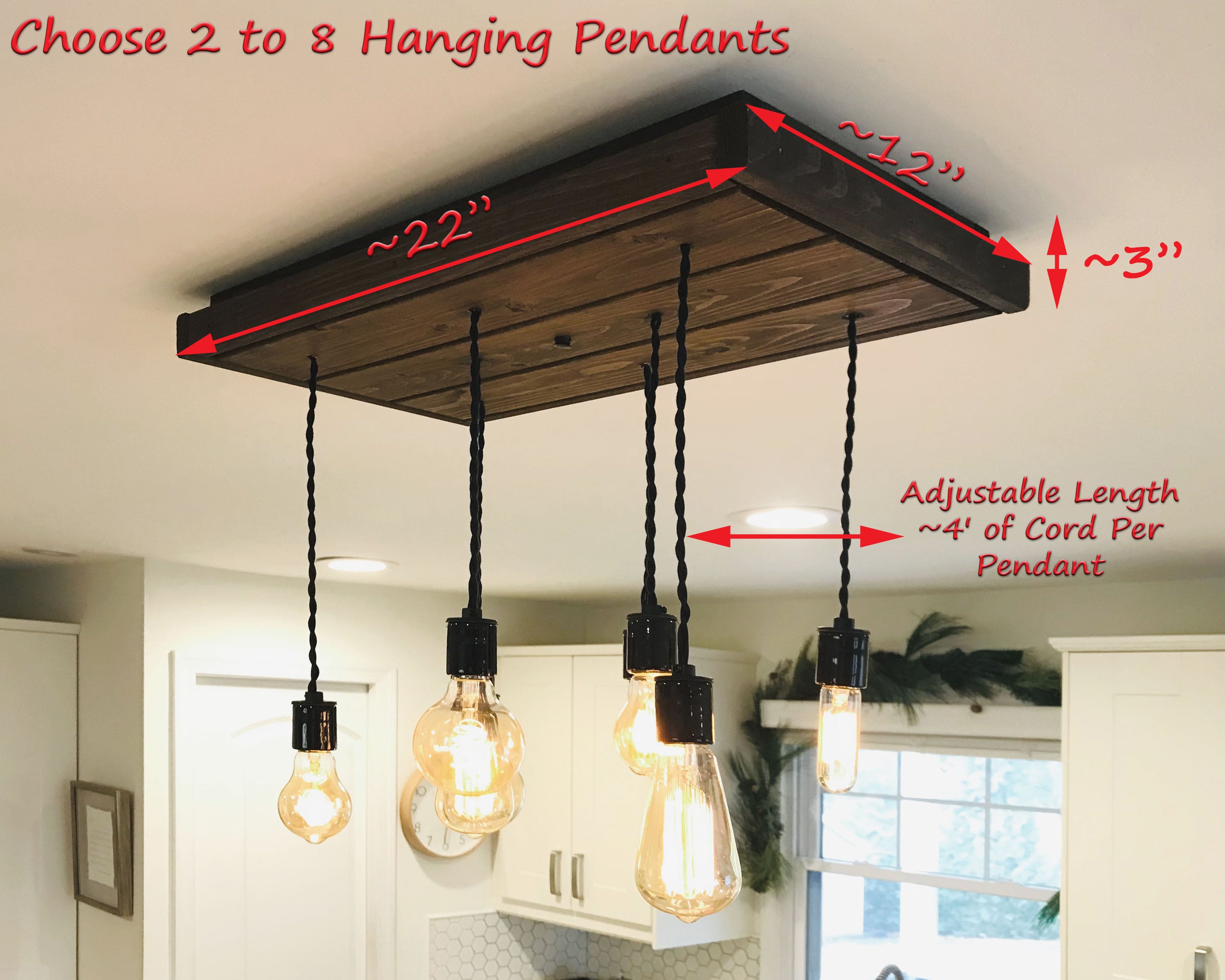 Handmade Wood Pendant Light Fixture

