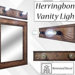 Rustic Herringbone Wood Vanity Lighting - Customizable Sizes and Stains