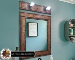 Rustic Herringbone Wood Vanity Lighting - Customizable Sizes and Stains