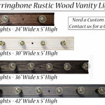 Rustic Herringbone Wood Vanity Lighting - Customizable Sizes and Stains