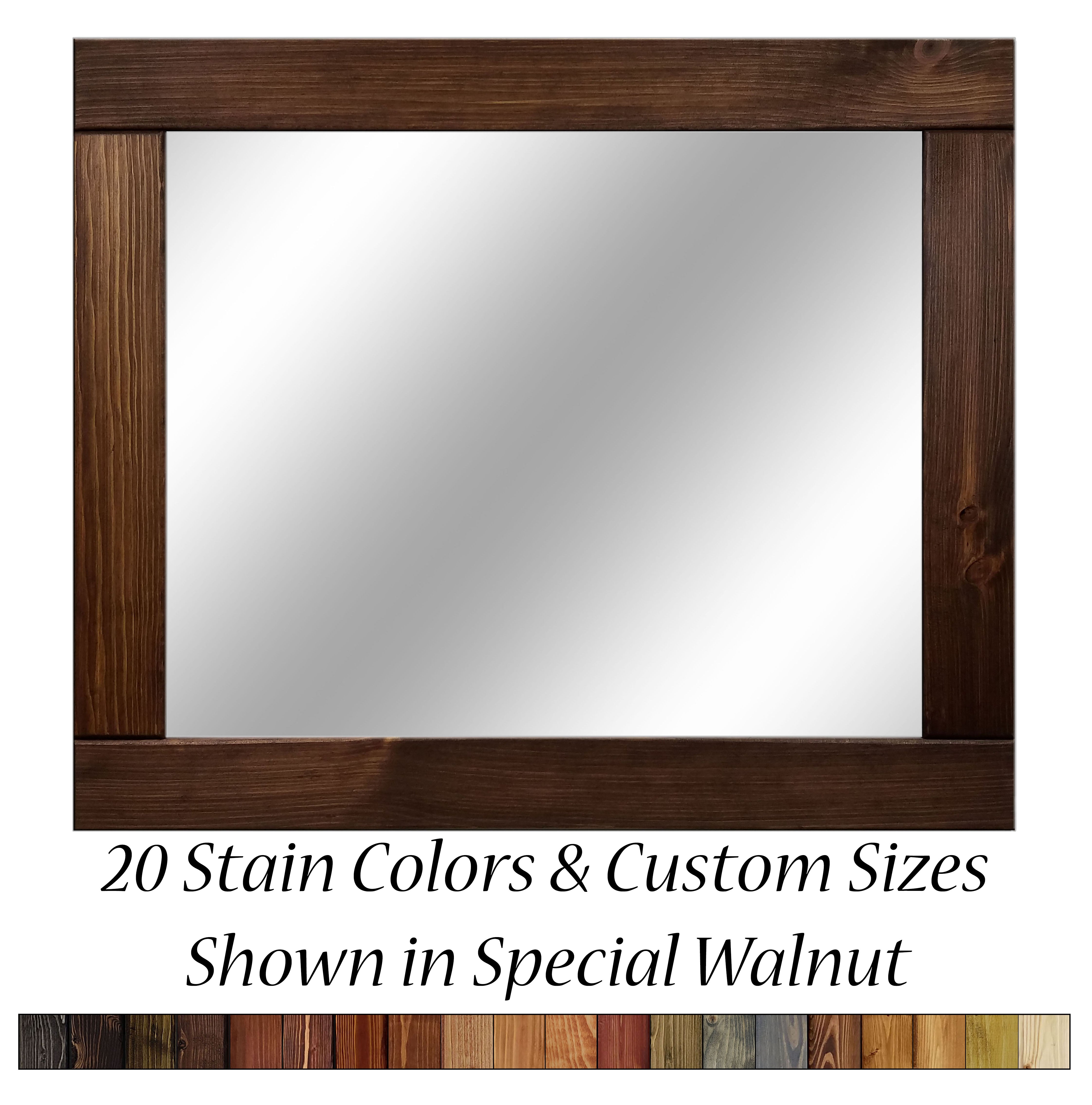 Natural Rustic Wood Framed Mirror, 20 Stain Colors - Shown In Special Walnut