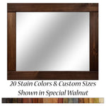 Natural Rustic Wood Framed Mirror, 20 Stain Colors - Shown In Special Walnut