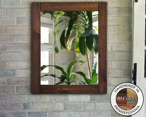 Natural Rustic Wood Framed Mirror, 20 Stain Colors - Shown In Special Walnut