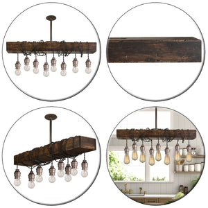 Old Mill Reclaimed Styled Wood Chandelier with Pendant Lights