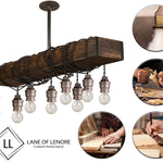 Old Mill Reclaimed Styled Wood Chandelier with Pendant Lights