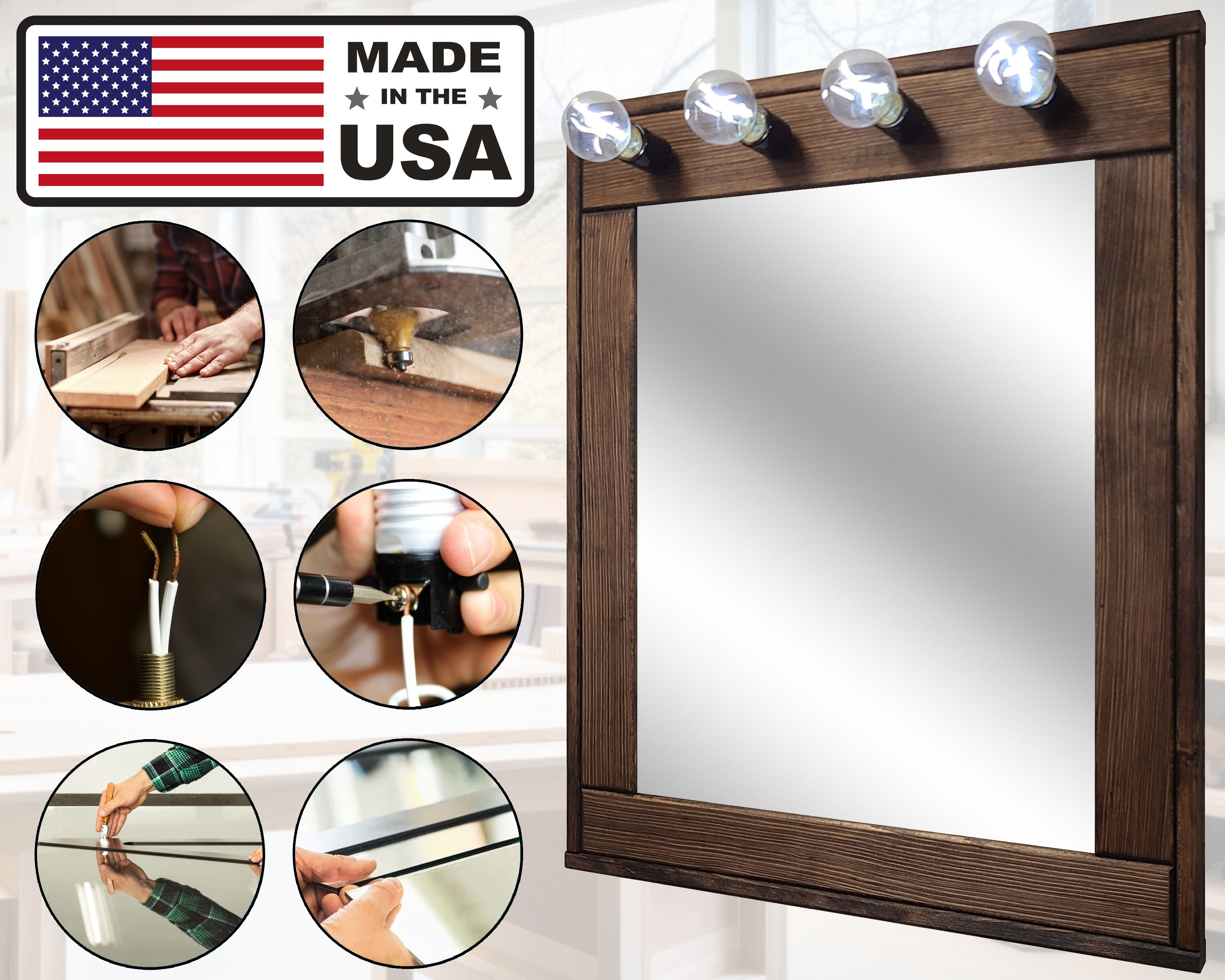 Hollywood Mirror with Lights - made in usa