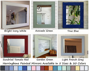 Herringbone Rustic Reclaimed Wood Wall Mirror, 5 Sizes & 20 Colors by Lane of Lenore