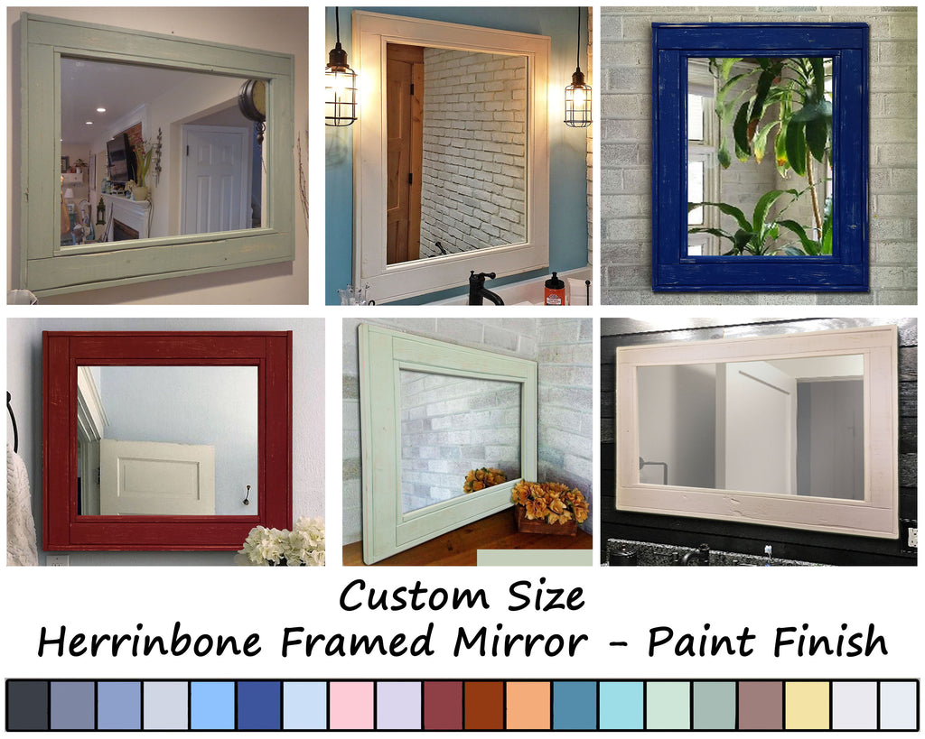 Herringbone Reclaimed Wood Mirror, Custom Sizes & 20 Custom Paint Colors by Lane of Lenore