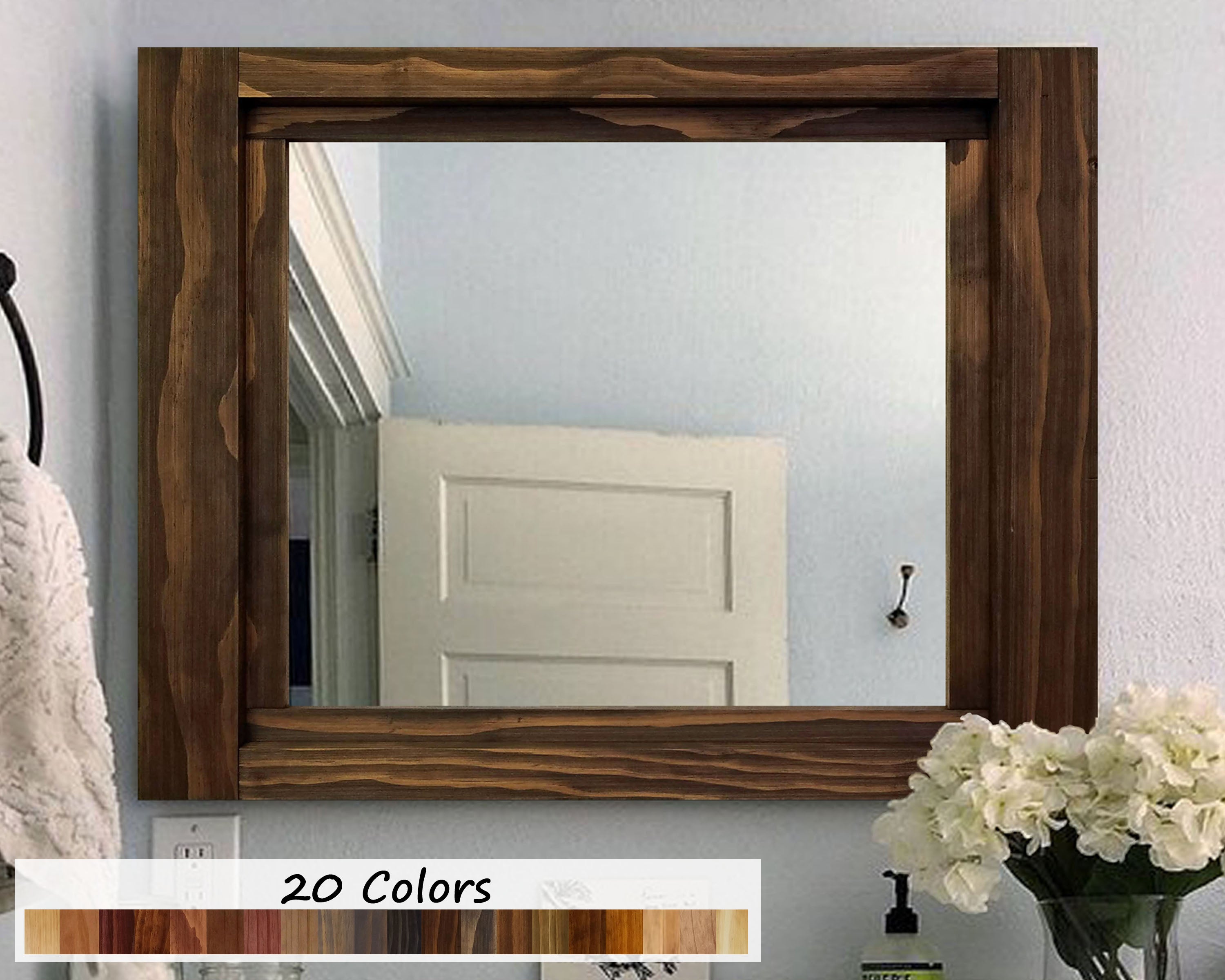 Farmhouse Framed Wall Mirror, 5 Sizes & 20 Colors by Lane of Lenore