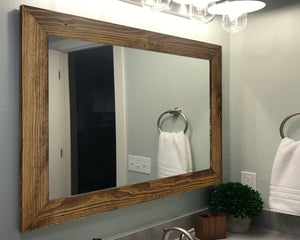 Framed Mirror, Custom Sizes  36x30 Shiplap Special Walnut