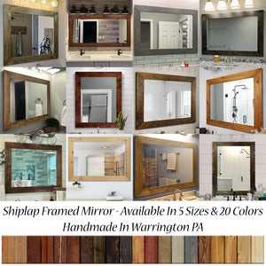 Accent Bracket Shiplap Rustic Framed Wall Mirror, 20 Colors, & Custom Sizes 
