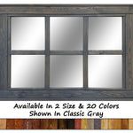 6 Pane Herringbone Rustic Wall Mirror, 2 Sizes & 20 Colors, Shown in Classic Gray