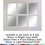 6 Pane Herringbone Rustic Wall Mirror, Shown in Bright Ivory White