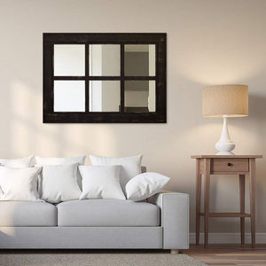 6 Pane Herringbone Rustic Wall Mirror, Shown in Kettle Black