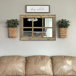 6 Pane Herringbone Rustic Wall Mirror, 2 Sizes & 20 Colors, Shown in Weathered Oak