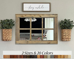 6 Pane Herringbone Rustic Wall Mirror, 2 Sizes & 20 Colors by Lane of Lenore