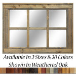 6 Pane Herringbone Rustic Wall Mirror, 2 Sizes & 20 Colors, Shown in Weathered Oak